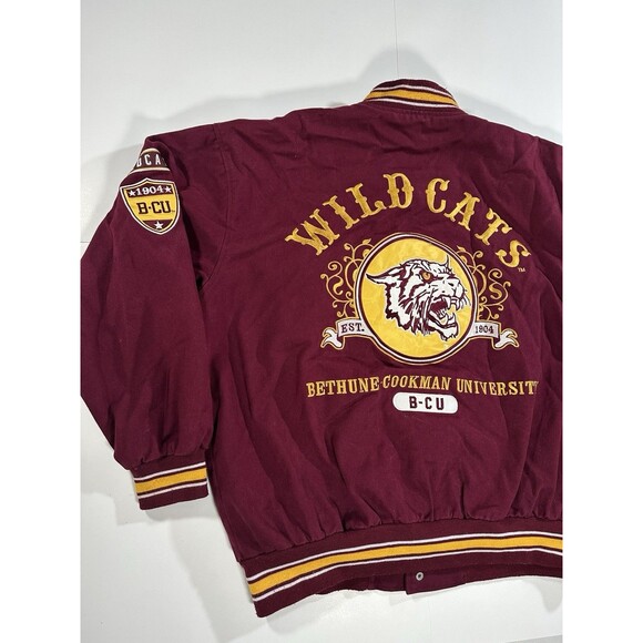 Big Boy Bethune-Cookman University Wildcats Button Up Jacket Patches Men’s Large - Picture 4 of 14
